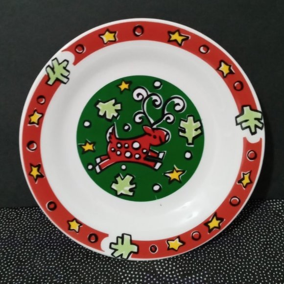 Gibson Christmas Treasures Reindeer SALAD/DESSERT - Picture 1 of 6
